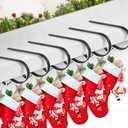 Ginbel Direct Christmas Stocking Holder for Mantle Non-Slip Adjustable Stand Metal Stocking Hangers Christmas Party Decoration Supplies (Black 8 Pack)