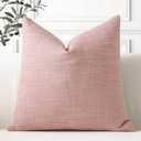 OTOSTAR Linen Throw Pillow Cover Set of 1 Decorative Square Pillowcases Cushion Covers 16x16 Inch for Home Decor Sofa Bedroom Car 40 x 40CM Pink