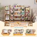 Toy Storage Organizer with Bookshelf and Stuffed Animal Storage, Playroom Toy Organizer with 12 Toy Bins for Bricks, Toy Holder for Toddler Rooms, Playrooms, Bedrooms