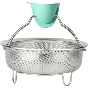 Stainless Steel Steamer Basket - Vegetable & Dumpling Steamer Insert for Pots, Instant Pot Accessories with Handles & Feet, Multi-Purpose Mesh Strainer for Cooking, Fruits (Silvery, Medium)