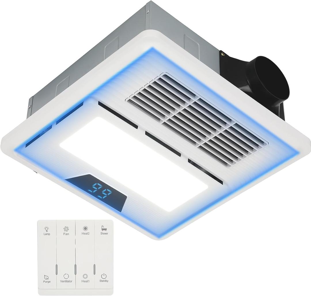 Premium Bathroom Vent Fan | Powerful Exhaust Fan with Light | Multi-Functional Ventilation System for Home Bathrooms | Quiet 30dB Operation, Energy-Efficient Design & Easy Installation