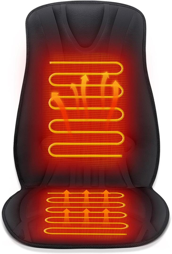 Heated Seat Covers with Fast Heat, Universal Seat Warmer for Home Office and More Use, Comfortable Full Back and Seat Cushion with 3 Heating Levels, Winter Christmas Gift - Black