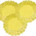 12 Inch Gold Paper Doilies Lace Round Foil Paper Placemats Doily Paper Pad for Cakes Desserts Crafts Party Wedding Tableware Decoration (100 Pack)