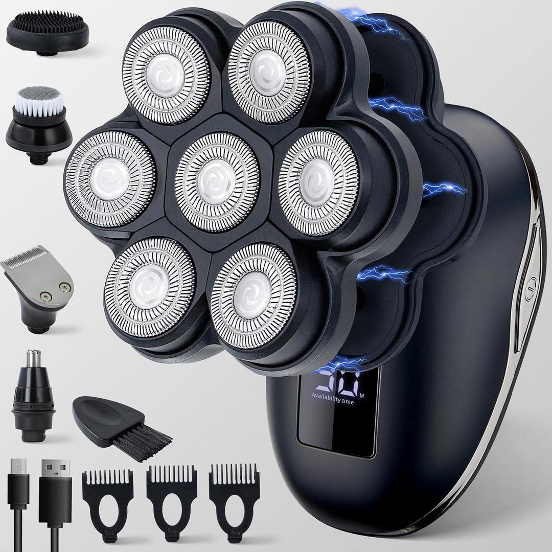 2026 New Upgrade Magnetic Head Shavers for Bald Men, Electric Razor for Men, Mens Shaving with Nose Hair Sideburns Trimmer, LED,Travle Lock