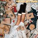 2 x Womens Warm Slipper Socks Winter Knit Fuzzy Cozy Thick Fleece Lined Socks with Grippers Thermal Home Socks (Black)