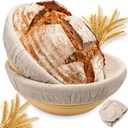 Sourdough Proofing Basket Gift Set of 2 Round Dough Proofing Bowls for Sour Dough Bread Baking Supplies, Proofing Basket or Home Sourdough Bakers Baking, 8.5 inch