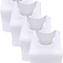 Boao 4 Pieces Basic Crop Tank Tops Sleeveless Racerback Crop Top for Women (Large, White)