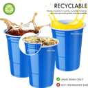 Mimorou Blue 200 Pack 16 oz Plastic Cups Bulk, Disposable Cups for Party Graduation Mardi Gras Wedding Stackable Beverage Drinking Tumbler Heavy Duty for BBQ Birthday Baby Shower