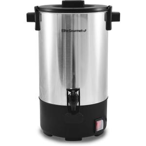 Elite Gourmet CCM-035 Maxi-Matic 30 Cup Stainless Steel Coffee Urn Removable Filter For Easy Cleanup, Two Way Dispenser with Cool-Touch Handles Electric Coffee Maker Urn, Stainless Steel