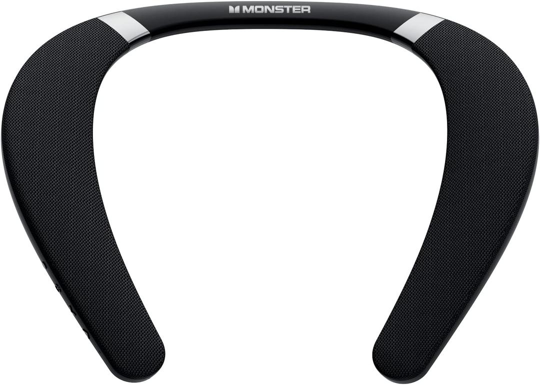 Monster Boomerang Neckband Bluetooth Speaker, Neck Speaker Bluetooth Wireless, 12H Playtime, True 3D Stereo Sound, Portable Soundwear, IPX7 Waterproof, for Home Sport Outdoor (Silver)