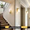 Kalium Wall Sconces Set of Two for Bathroom Bedroom Living Room Hallway Indoor Stairwell & Mirror, Farmhouse Modern Vanity Light Fixtures with Double Glass Shade & Gold Rustproof Metal Base, E26