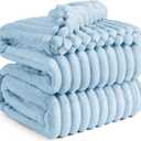 Bedsure Blue Fleece Blanket for Couch - GentleSoft Cozy Soft Blankets for Women, Cute Small Throws for Girls, Light Blue, 90x90 Inches