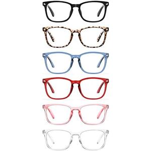 CCVOO 6 Pack Blue Light Blocking Reading Glasses, Anti Headache/Glare/Eye Strain Readers Computer Eyeglasses Women/Men (6 Pack Mix,0.00)