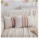 Decorative 2 Packs Burnt Orange Boho Lumbar Pillow Covers 12x20 Inch Chenille Striped Throw Pillow Covers for Couch, Farmhouse Long Boho Throw Pillows for Bed Bedroom Living Room Chair Gifts