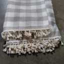 Alsoo Outdoor Gingham Tablecloth Rectangle 55 x 75 inch, Washable Wrinkle Free Table Cloth Linen Cotton Heavy Duty Fabric with Tassel, Checkered Plaid for Kitchen Dining Picnic