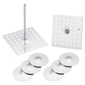 PATIKIL 200pcs Perforated Insulation Pins 2-1/2 inch, 1.5in Self Locking Washers Insulation Stick Pins Aluminum Insulation Hangers Round for Foam Board Wall Floor Ceiling 100 Set/200Pieces