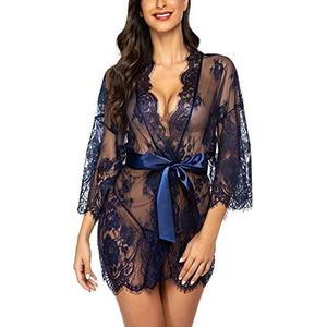 Avidlove Women's Lace Kimono Robe Babydoll Lingerie Mesh Nightgown, M
