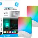 GE Color Changing LED Night Light for Kids, Dusk to Dawn Sensor, Home Decor Apartment Essentials, Wall Lights for Bedroom, Ambient Lighting, Nightlights Plug In, 2 pack, 46722-P1