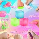 3Pcs Stress Cube Squishy Toys, Slow Rising Ice Cube Stress Balls, Sensory Fidget Toys for Anxiety Relief, Sensory Ice Cube Gel Filled Squishy Ball Toys for ADD/ADHD Kids Adults(Blue, Green, Pink)