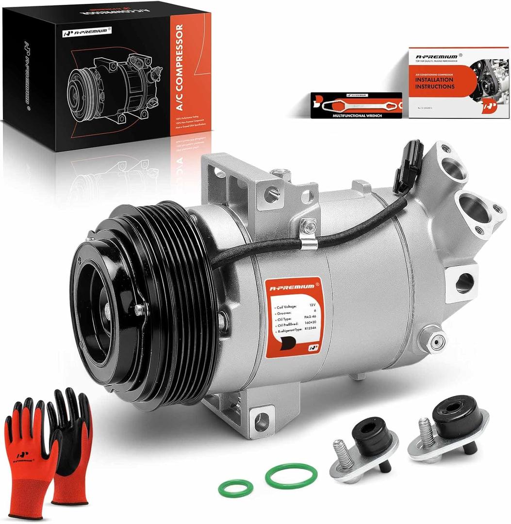 A-Premium AC Compressor with A/C Clutch Compatible with Chevrolet City Express 2.0L 2015-2018, Nissan NV200 2.0L 2013-2020, DKS17D Style