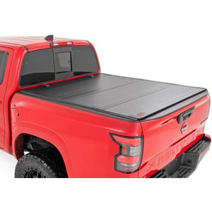 Rough Country Hard Tri-Fold Flip Up Truck Bed Tonneau Cover for Nissan Frontier (2005-2021) - Fits 5' (60") Bed, Weather-Resistant. Flush Aluminum Panels