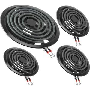 Black Electric Stove Burner Drip Pans WB31M19(8) WB31M20(6) and Electric Stove Burner Replacement MP15YA(6") MP21YA(8") for G-E Hot-point Ken-more Electric Range Stove by MIFLUS