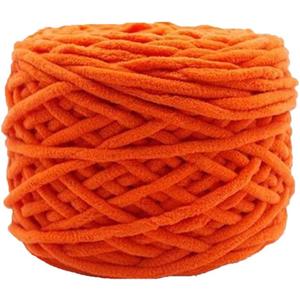 Chunky Fluffy Chenille Yarn Orange Thick Washable Soft Warm Scarf Yarns Hand Knit Blanket Accessory 160g, 3 pcs