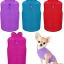 SATINIOR 4 Pieces Stretch Fleece Dog Sweater Polyester Warmer Vest Pullover Jacket with D-Ring Leash Cold Weather Coat Hoodie for Small and Medium Dogs(M, Purple, Blue, Rose, Red)