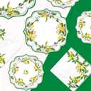 250Pcs Lemon Party Decorations Green Lines Lemon Plates and Napkins Yellow Lemons Theme Birthday Tableware Set for Spring Summer Lemons Bridal Shower Baby Birthday Party Supplies, Serves 50