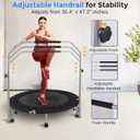SereneLife 40" Foldable Mini Trampoline for Adults - Compact Fitness Rebounder with Adjustable Foam Handle, Exercise Trampoline with Max Load 330lbs, Indoor/Garden Whole-Body Workout