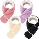 4 Pcs Kids Fleece Scarf Toddler Winter Warm Knitted Scarves for Girls Boys Adjustable 3-6 Unisex Cold Weather Gift (Light Color)