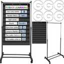 8 Pcs Adjustable Pocket Chart Stand Set Include 1 Standard Pocket Chart 6 Replacement Rings and 1 Adjustable Stand for Classrooms Home Teacher Lessons Educational Tools(Black)