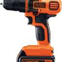 BLACK+DECKER 20V MAX Cordless Drill and Driver, 3/8 Inch, With LED Work Light, Battery and Charger Included (LDX120C)