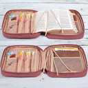 FINDCOZY Bible Cover for Women, Durable Carrying Book Case Church Bag for Biblical Accessories with Handle and Zippered Pocket, for Scriptures, Rosewood Pink
