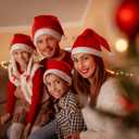 Elcoho 24 Pack Santa Red Hat Short Plush with White Cuffs Non-woven Fabric Christmas Hat