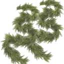 9FT Christmas Cedar Garland, 2Pcs Artificial Real Touch Realistic Greenery Christmas Pine Garland for Fireplace Mantel Table Stairs Indoor Outdoor Holiday Decoration