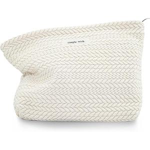 Weaving Makeup Bag Cosmetic bags Canvas Zipper Pouch for Women, White Cute Coquette Large Preppy Pencil Purse Toiletry Bag Organizer Handbags Travel accessories