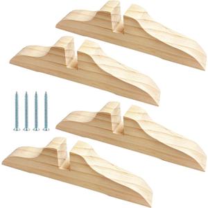 4pcs Folding Room Divider Stand, Folding Privacy Screen Holder Wooden Room Divider Stand with Screws, Heavy Duty Partition Feet for Home, Office, Hotel (4 Color Options). (Natural)