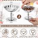 6 Pcs Stainless Steel Ice Cream Bowls Silver Tulip Sherbet Dish Serving Dessert Cup Sundae Bowls Metal Round Footed Cups for Yogurt Snack Candy Mousse Fruit Salad Wedding Party Favor
