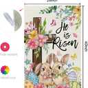 6 x CROWNED BEAUTY Easter House Flag Cross Bunny 28x40 Inch Double Sided Large Holiday Welcome Decoration for Outside Yard