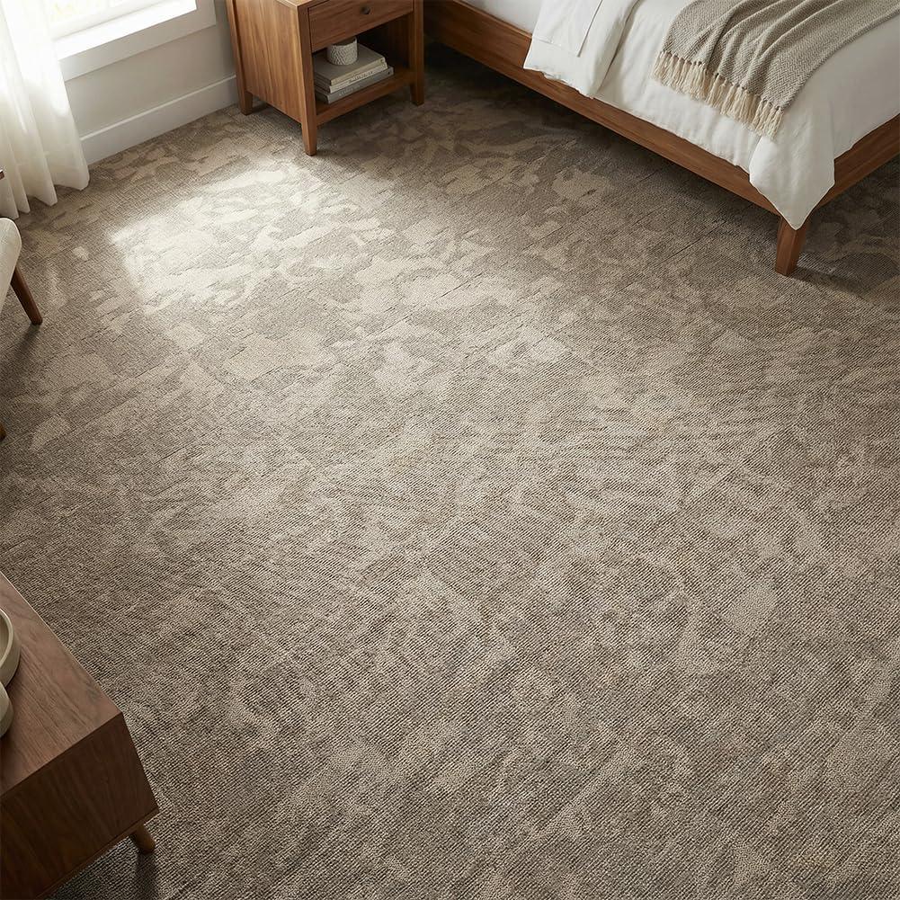 LITA Carpet Tiles Reusable 20" x 20" (50cm x 50cm) Squares Indoor/Outdoor 0.25" Pile Height Loop Pile, Non Slip Easy DIY Installation Peel and Stick Carpet Tile (Brown, 22 Pcs)