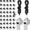 100 Pcs Stainless Steel Whistle with Lanyard, Sports Whistles for Adults, Loud Metal Whistle Bulk for Teachers, Coaches, Police, Referees