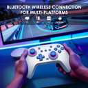 PPKKAI Switch Controllers 2 Pack, Wireless Switch Pro Controller for Nintendo Switch/Lite/OLED, Gaming Controller with Hall Effect Joysticks/Programmable/Adjustable Dual Vibration, Blue-White