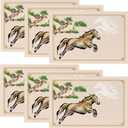 Chinese New Year Placemats Set of 6 Year of The HorseTable Mats 2026 Spring Festival Lunar New Year Placemats for Holiday Party Kitchen Dining Decoration (Watercolor)