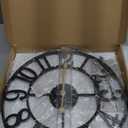 LEIKE Large Wall Clock, 16" Silent Non-Ticking, Battery Operated, Oversized, Decorative Retro Black Metal Clock for Living Room,Farmhouse, Dinner Room,Indoor, Outdoor Decor(40cm, Black Arabic Number)