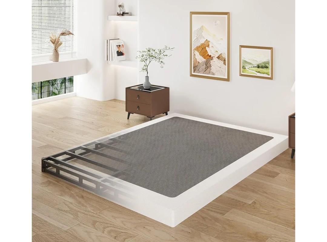 3 Inch California King Box Spring Low Profile, Heavy Duty Metal Cali King Box Spring Bed Base with Fabric Cover, Mattress Foundation, Noise Free, Easy Assembly