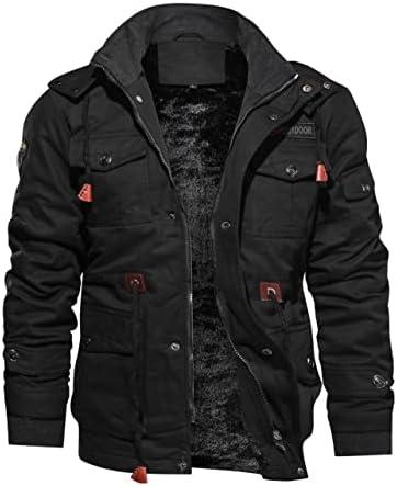 TACVASEN Men's Winter Jacket Cotton Military Jackets Fleece Lined Thick Work Warm Cargo Coats with Hooded.2XL