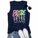 Pride Shirts for Women Pride Month Rainbow Graphic T-Shirt Pride Tank Top LGBTQ Equality Shirts (Blue, XXL)