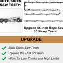 Rope Saw for Tree Limbs, 55 Inch Chain Saw with 70 Sharp Teeth & 46 Feet Ropes Kit, High Limb Pocket Chainsaw
