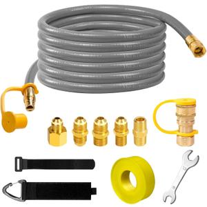 3/8" ID Natural Gas Hose, 12FT Low Pressure LPG Hose with Quick Connect, Propane to Natural Gas Conversion Kit for Weber, Char-Broil, Pizza Oven, Patio Heater and More NG Appliance